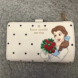 NO LONGER FOR SALE! Kate Spade x Disney White Polka Dot Wallet with Belle Design